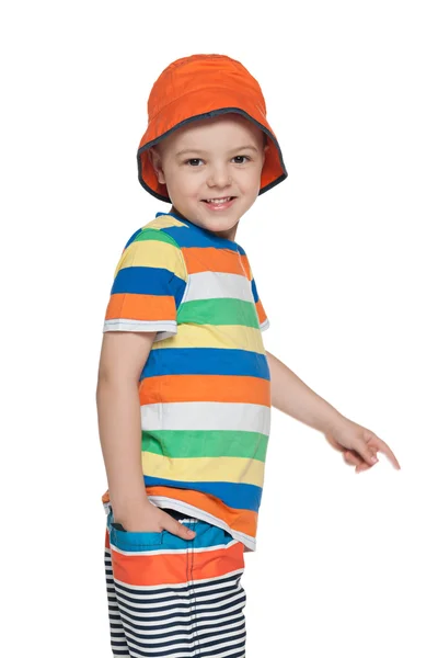 Moda trochę uśmiechnięty chłopiec — Zdjęcie stockowe