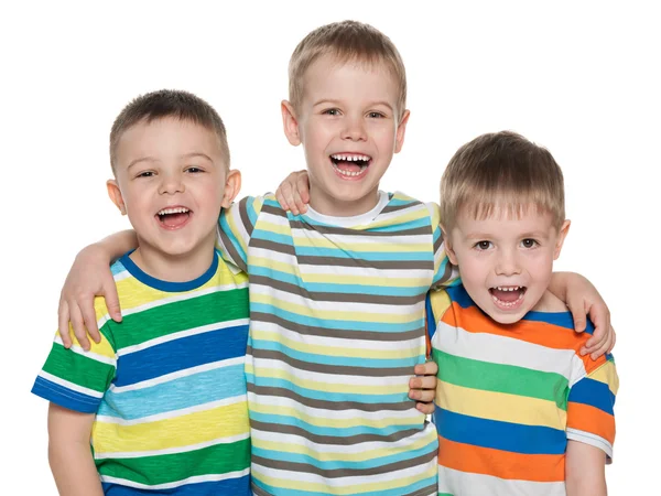Tres chicos riendo de moda — Foto de Stock