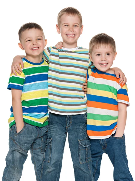 Três moda meninos bonitos juntos — Fotografia de Stock