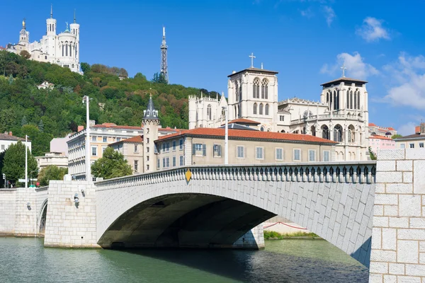 Lyon and Saone river in a summer day — Stock Photo, Image