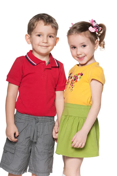 Bambini felici sullo sfondo bianco — Foto Stock