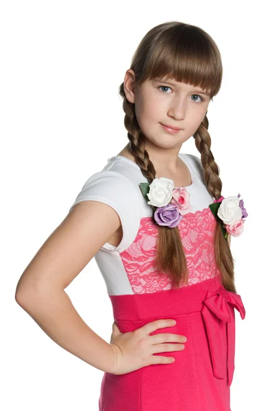 Young girl on the white background — Stock Photo, Image