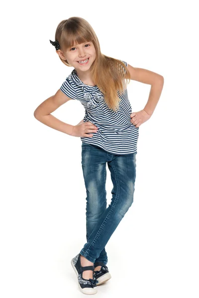 Walking fashion little girl — Stock Photo, Image