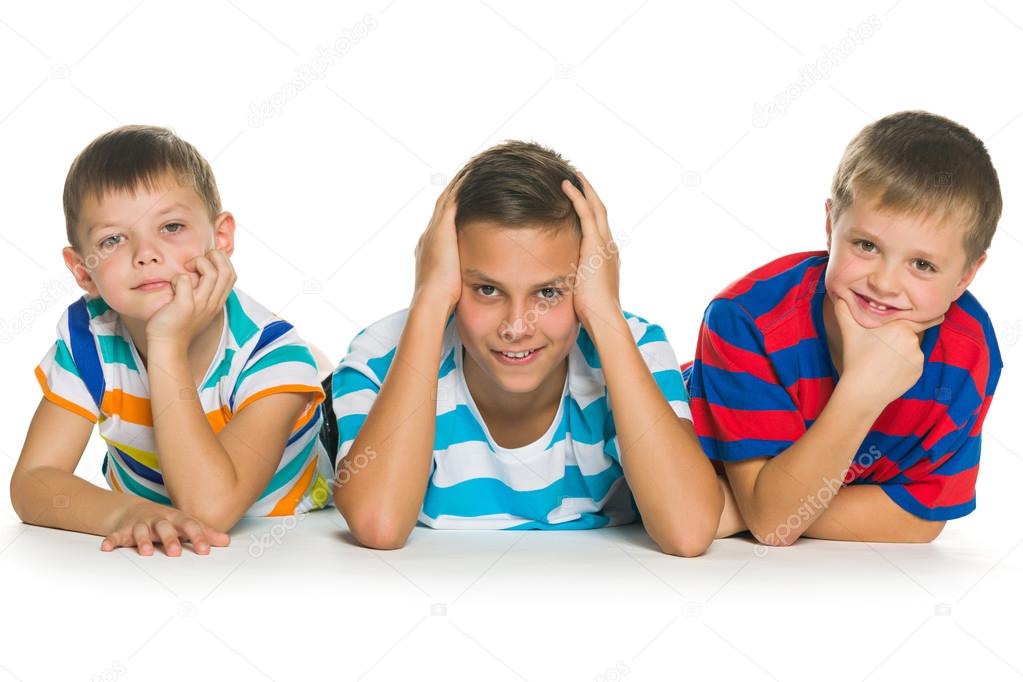 Three children with different emotions