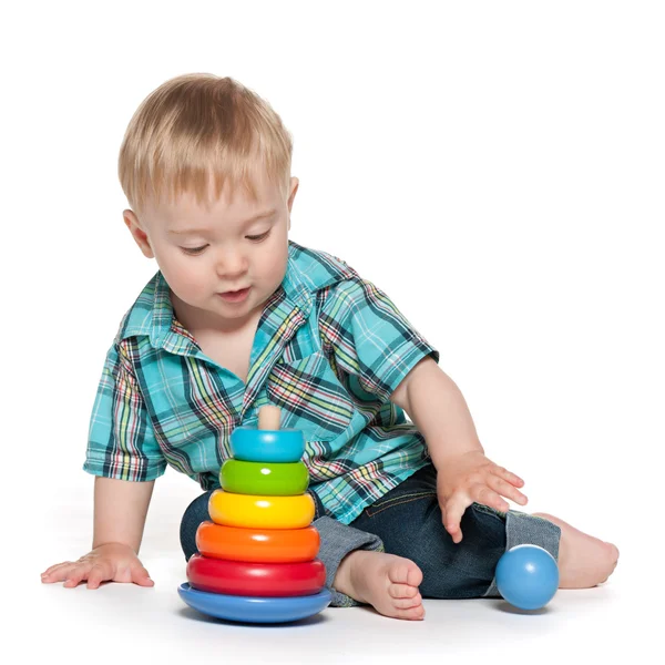 Cute baby boy with toy — Stock Photo, Image