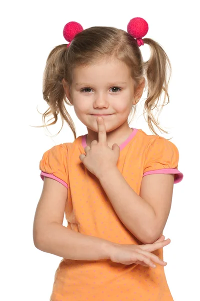 Little girl thinks about a problem — Stock Photo, Image