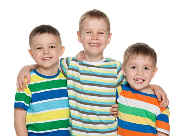 Drie mode vrolijke jongens — Stockfoto