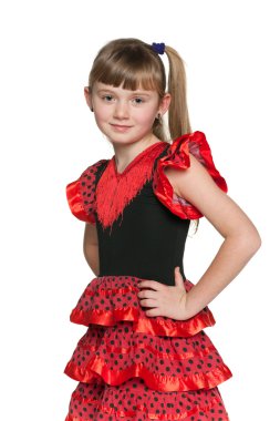 Kırmızı puantiyeli elbise genç kız
