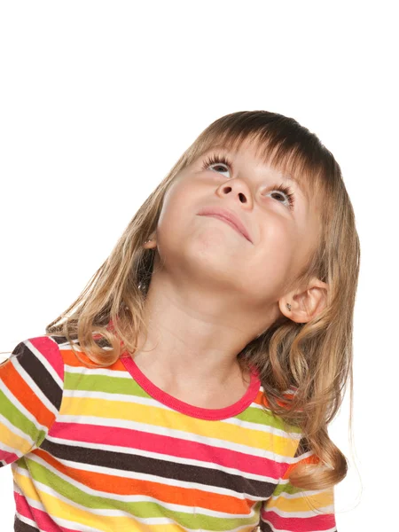 Olhando para cima sorrindo menina — Fotografia de Stock