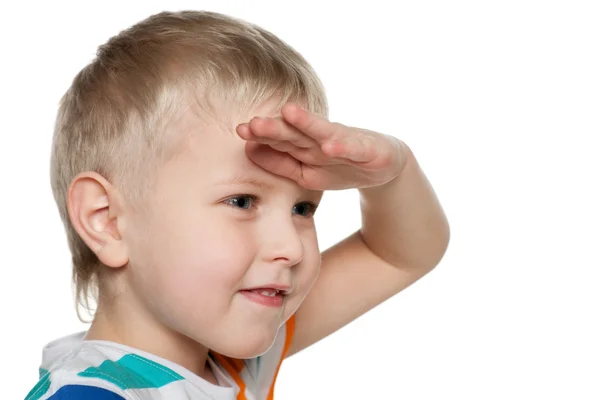 Kleine jongen kijkt opzij — Stockfoto