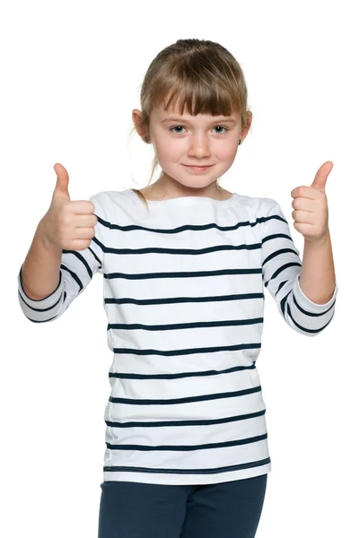 Young girl with her thumbs up — Stock Photo, Image