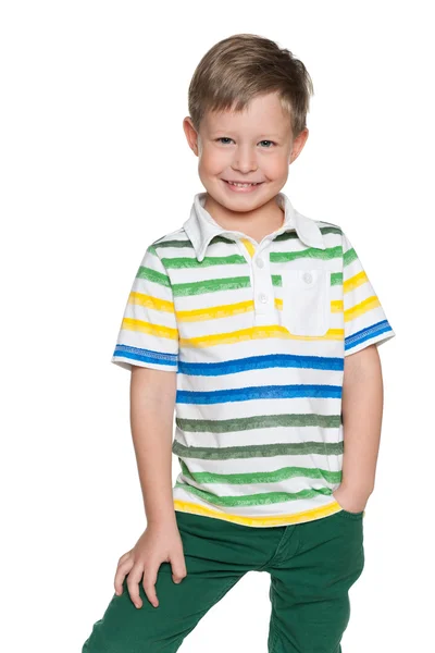 Lachende mode jonge jongen — Stockfoto