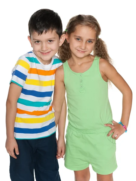 Two fashion children on the white background — Stock Photo, Image