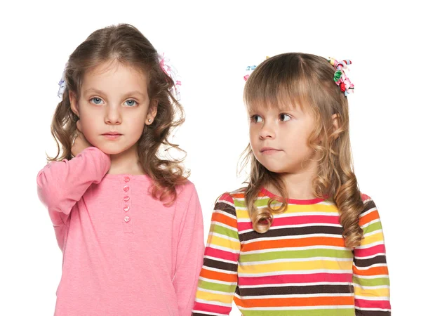 Two fashion preschool girl — Stock Photo, Image