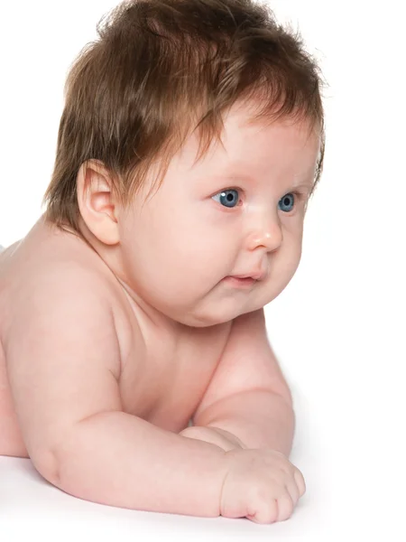 Una neonata sul bianco — Foto Stock
