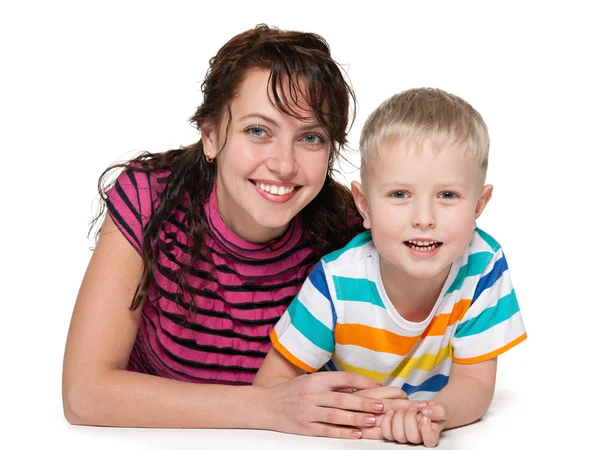 Riendo madre con su hijo — Foto de Stock