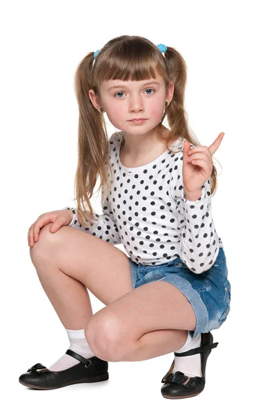 Молода дівчина в точковій блузці Полька — стокове фото