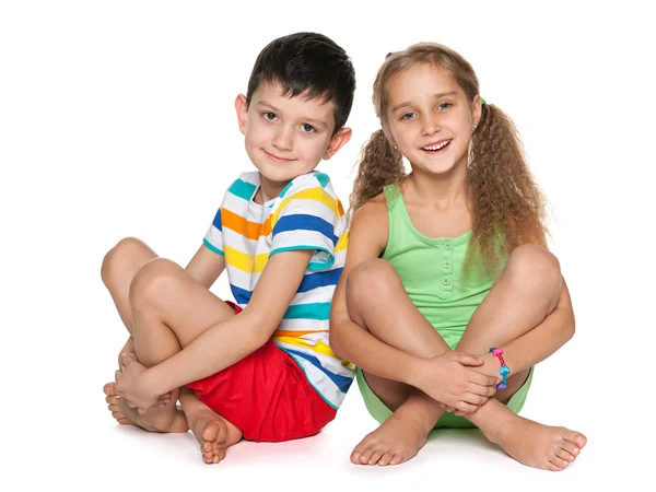Two cheerful kids on the white — Stock Photo, Image
