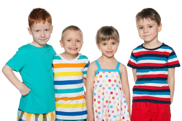 Gruppe von vier fröhlichen Kindern — Stockfoto