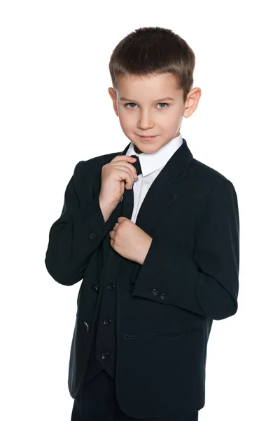 Cute boy in the black suit — Stock Photo, Image