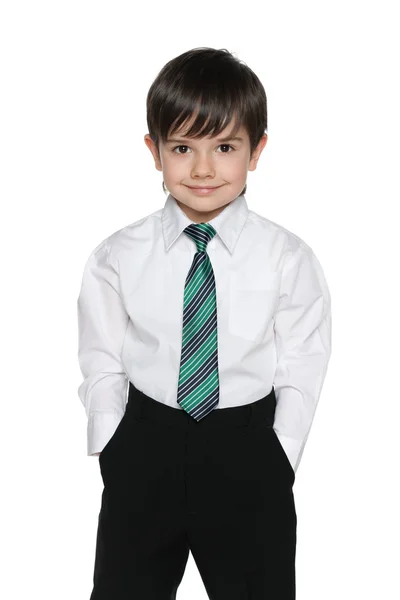 Schoolboy on the white background — Stock Photo, Image