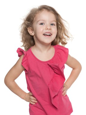 Beyaz karşı okul öncesi kızı gülen