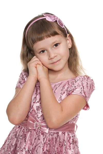 Shy girl against the white — Stock Photo, Image