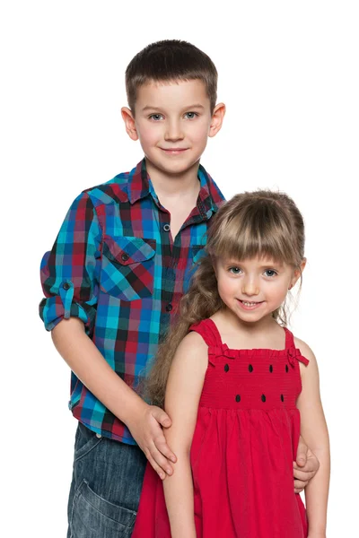 Little girl with her older brother — Stock Photo, Image