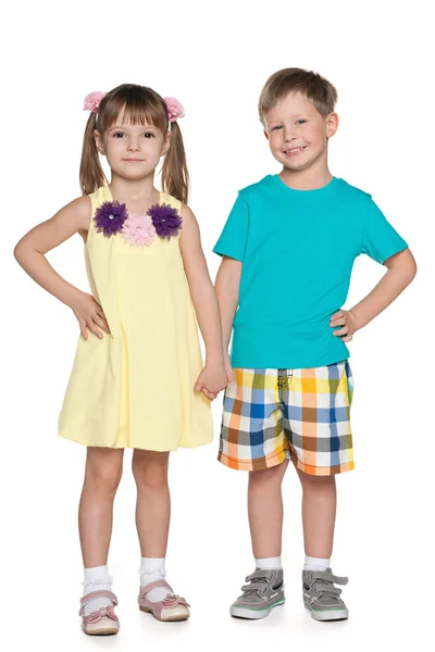 Fashion cheerful little kids — Stock Photo, Image
