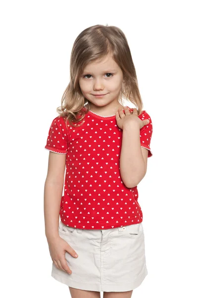 Fashion little girl against the white — Stock Photo, Image