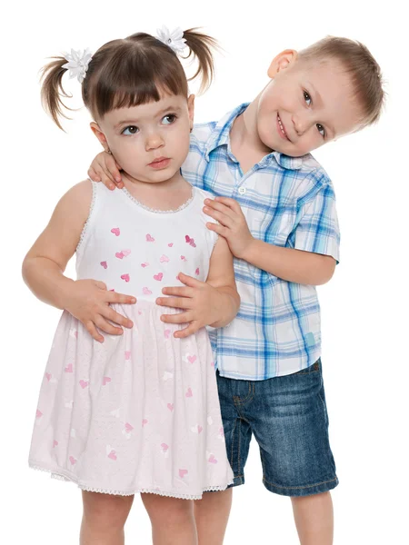 Duas crianças de moda pequena em conjunto — Fotografia de Stock