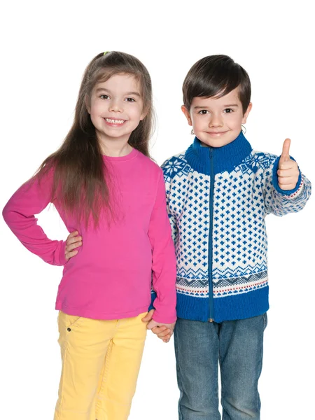 Two cheerful fashion children — Stock Photo, Image