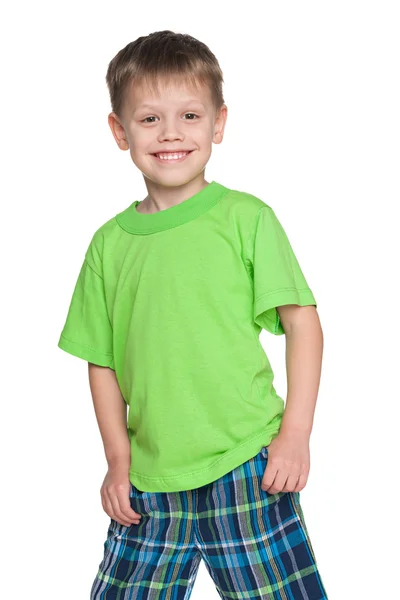 Niño pequeño con la camisa verde — Foto de Stock