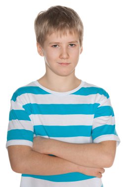 Kendine güvenen preteen erkek portresi