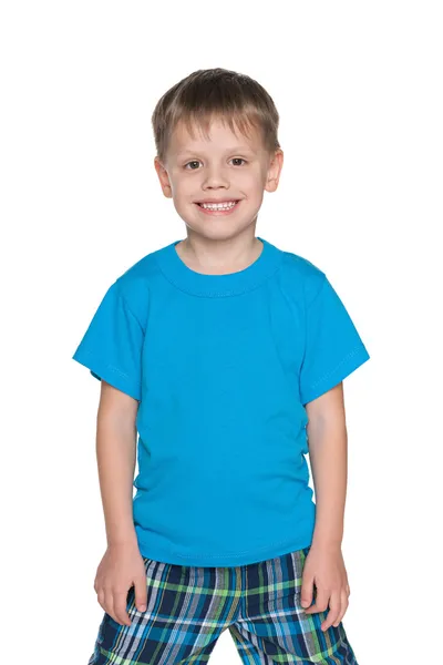 Carino bambino con la camicia blu — Foto Stock