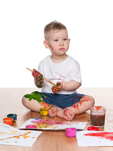 Malerei kleiner Junge — Stockfoto