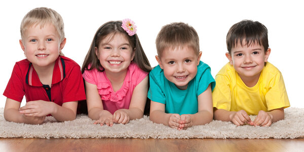 Children on the white carpet