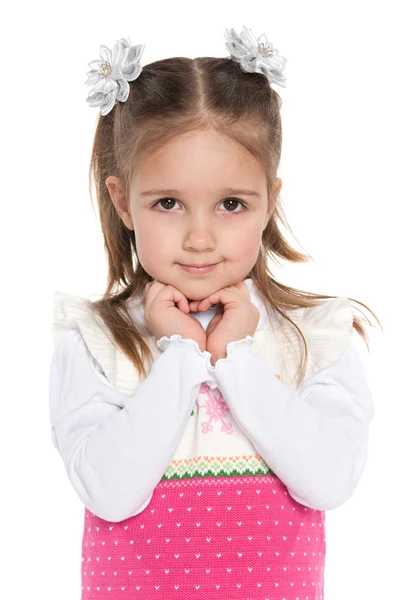 Retrato de uma menina pré-escolar bonita — Fotografia de Stock