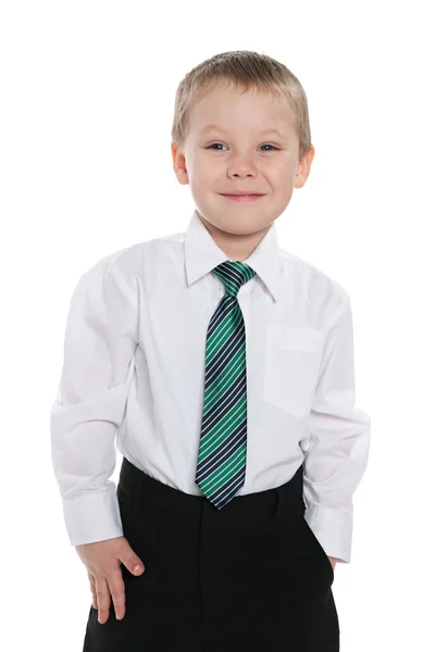 Schoolboy against the white background — Stock Photo, Image