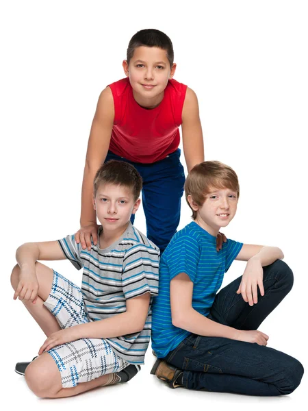 Дружба трьох хлопчиків — стокове фото
