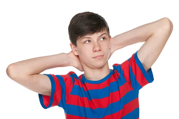 Dreaming teen boy on the white — Stock Photo, Image