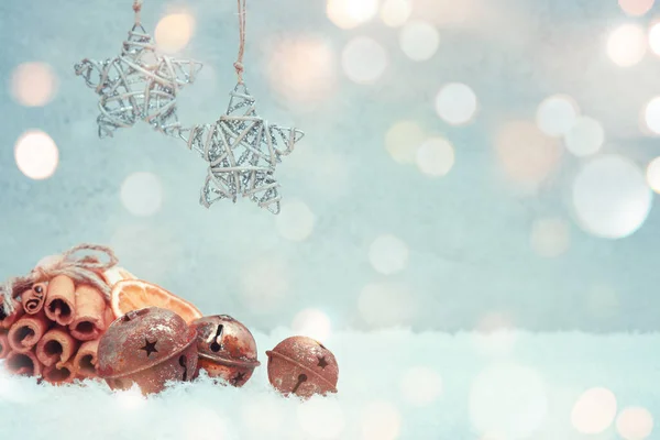 Weihnachten Neujahr Hintergrund Weihnachtsdekoration Und Glühendes Bokeh — Stockfoto