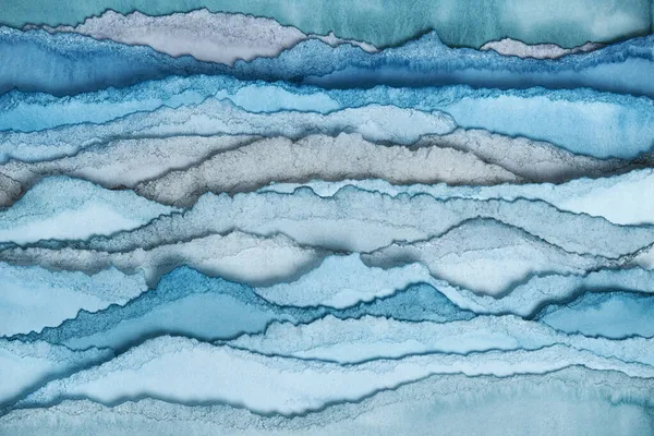 Winter Landscape Abstract Texture Background Layers Watercolor Painted Paper Torn — Stock Photo, Image