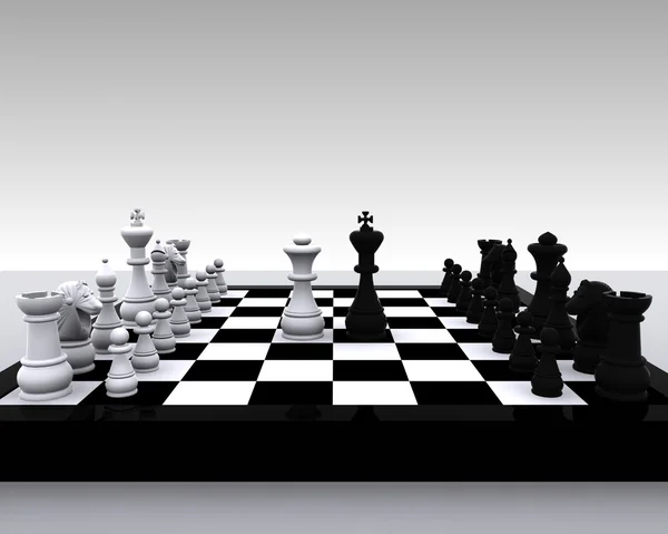3D шахматы - король и королева — стоковое фото