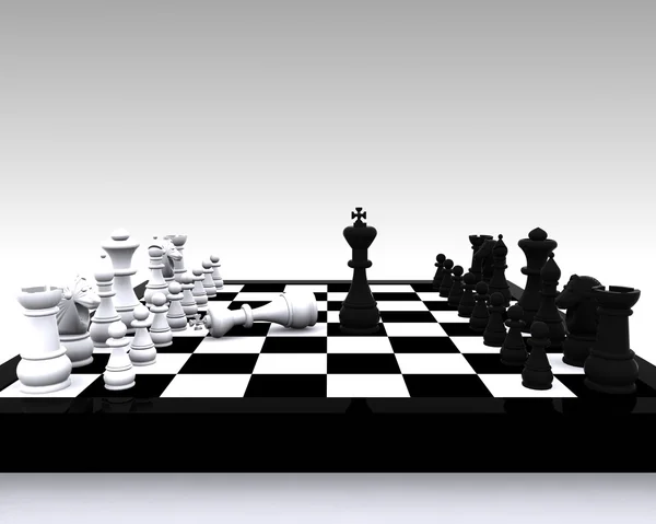 Chess 3D - clash between King and victory — Stock Photo, Image