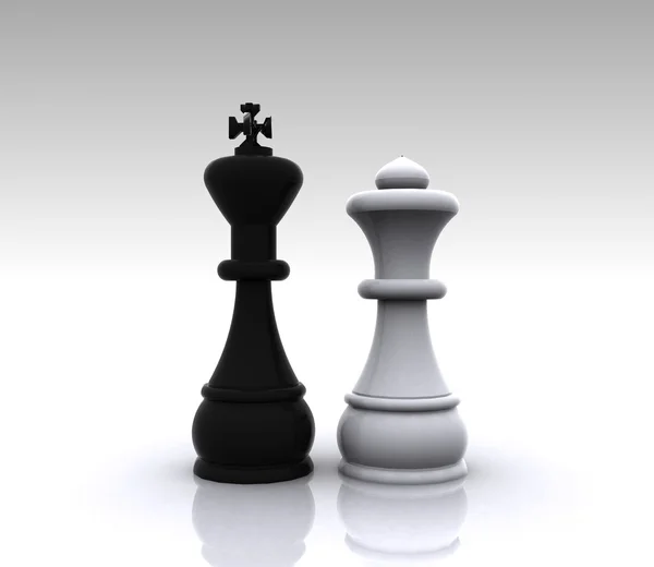 3D Chess - King and Queen — Stock Photo, Image