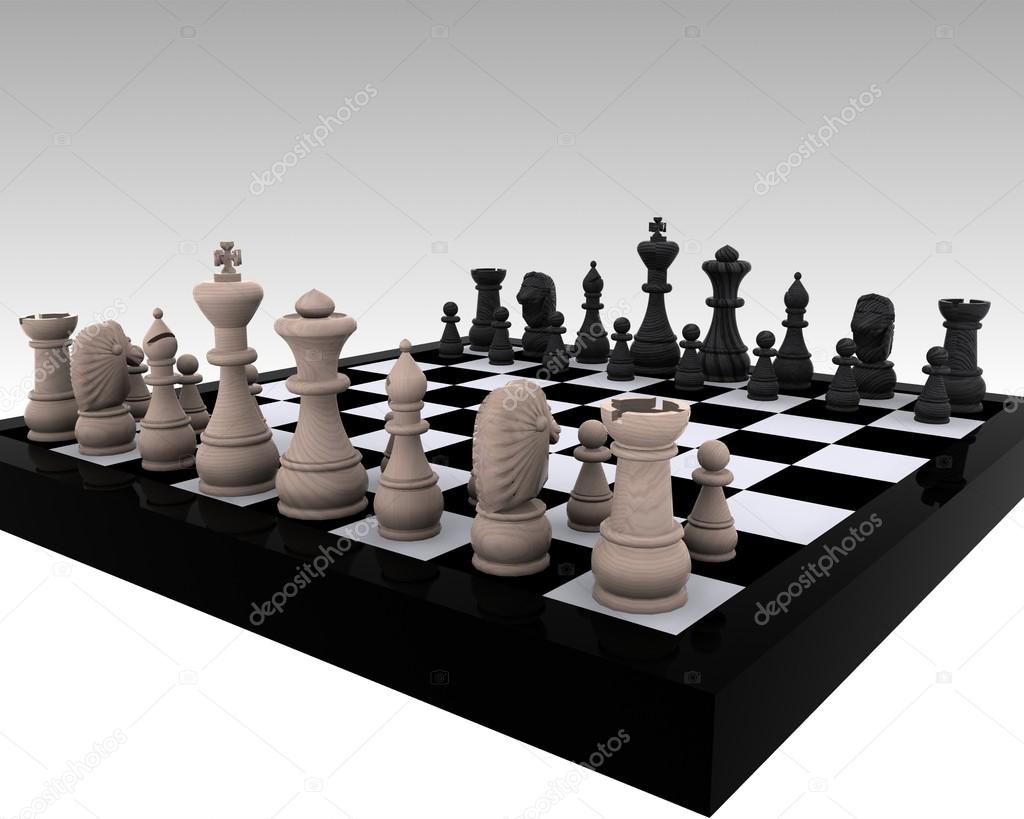 Chess in wood - 3D