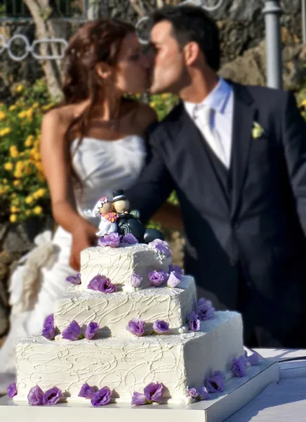 Cutting the wedding cake — Stock Photo, Image