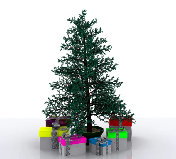 Albero di Natale con regali - 3D — Foto Stock