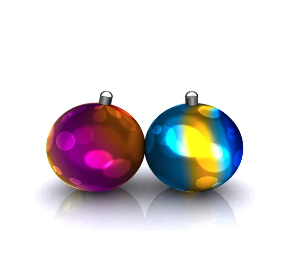 Bolas de Natal coloridas e brilhantes - 3D — Fotografia de Stock